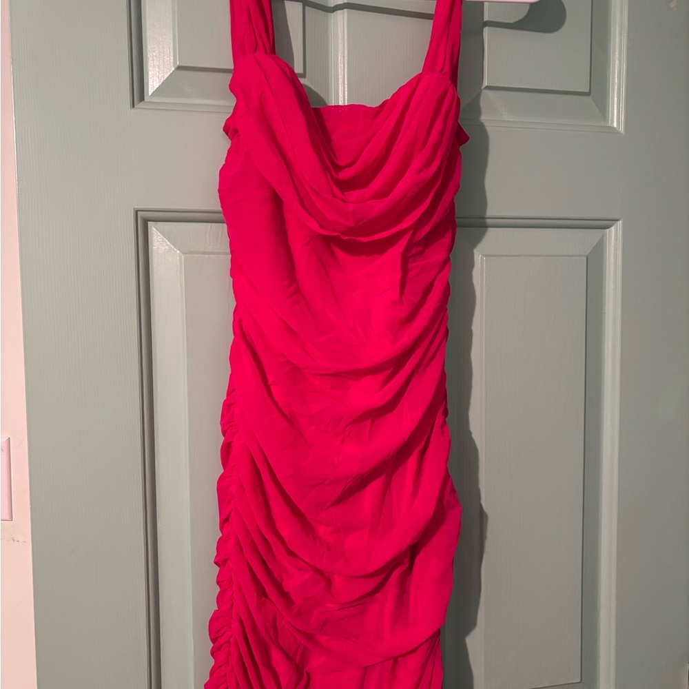 Elegant Pink Ruched Dress